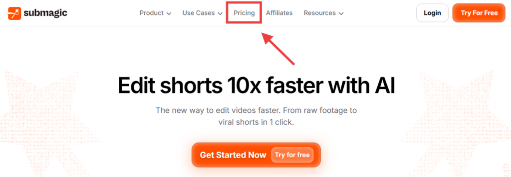Submagic website pricing menu